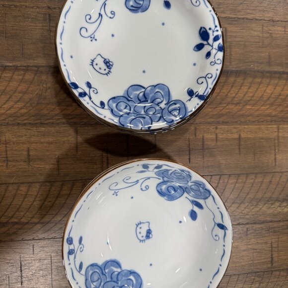 Rare Hello Kitty Blue Rose 6-Pc Porcelain Dish Set - Picture 5 of 12